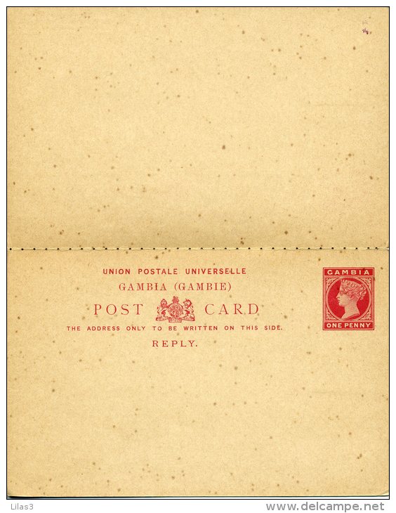 Entier Postal Carte Avec Réponse Payée One Penny Rouge Victoria Neuf Très Beau - Gambia (...-1964)
