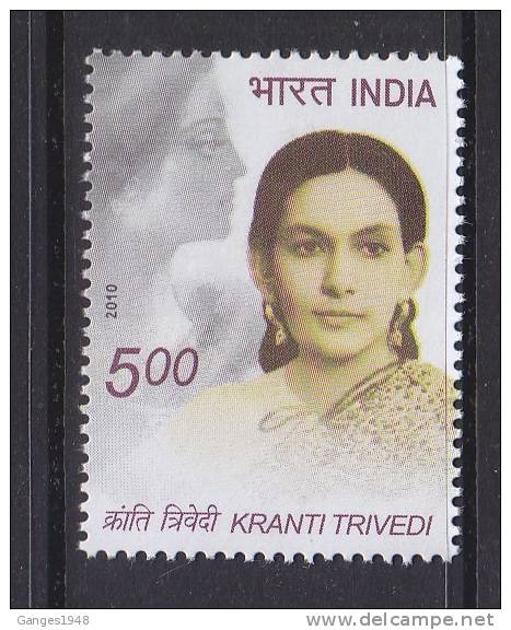 Kranti  Trivedi Famous Women Writer  2010 # 19252  S India Indien  Inde - Neufs