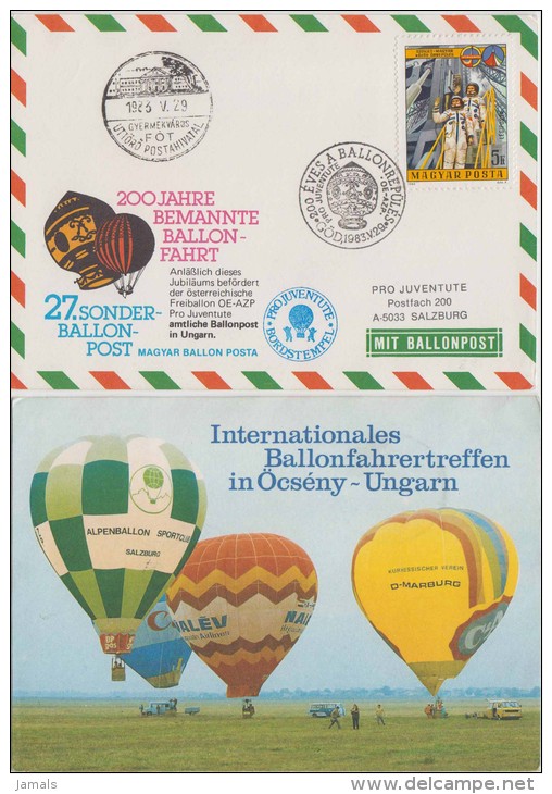 Balloon Flight, Balloon Post, Postcard, Hungary - Airships