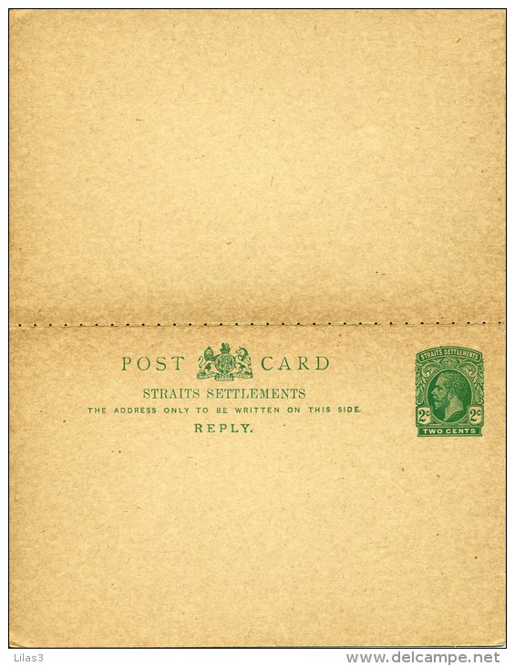 Entier Postal Carte Avec Réponse Payée 2 Cents Vert Neuve Superbe - Singapour (...-1959)