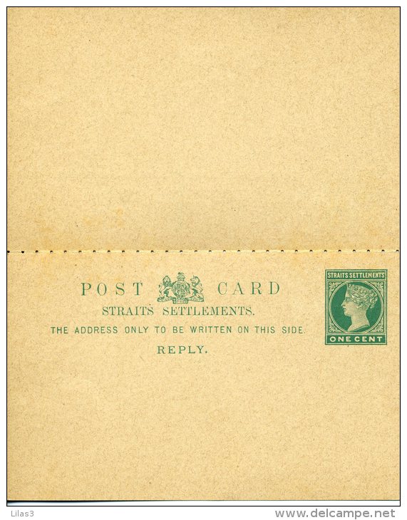 Entier Postal Carte Avec Réponse Payée One Cent Vert Neuve Superbe Avec étiquette De Vente Par Paquet De 5 - Singapour (...-1959)