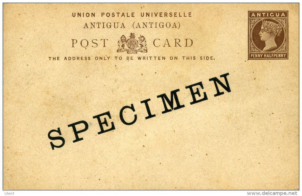 Entier Postal CartePenny Halfpenny Marron Victoria Surcharge SPECIMEN Neuve - 1858-1960 Crown Colony