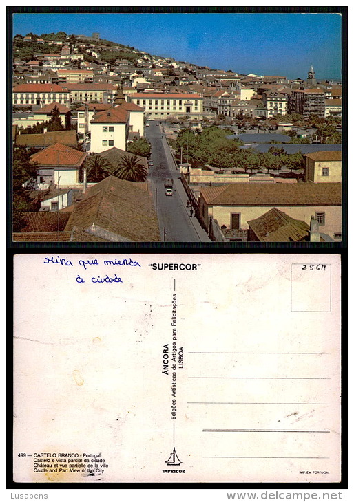 PORTUGAL COR 25611 - CASTELO BRANCO - Castelo E Vista Parcial Da Cidade Château Castle - Castelo Branco