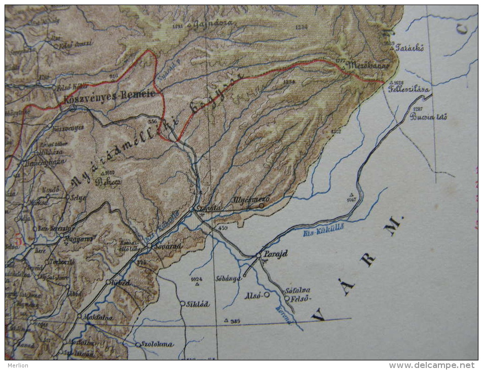 Hungary-Romania -Maros Torda Vármegye - Szászrégen Reghin Marosvásárhely Map For Pallas Lexikon Hungary Ca 1890  AV622.2 - Cartes Géographiques