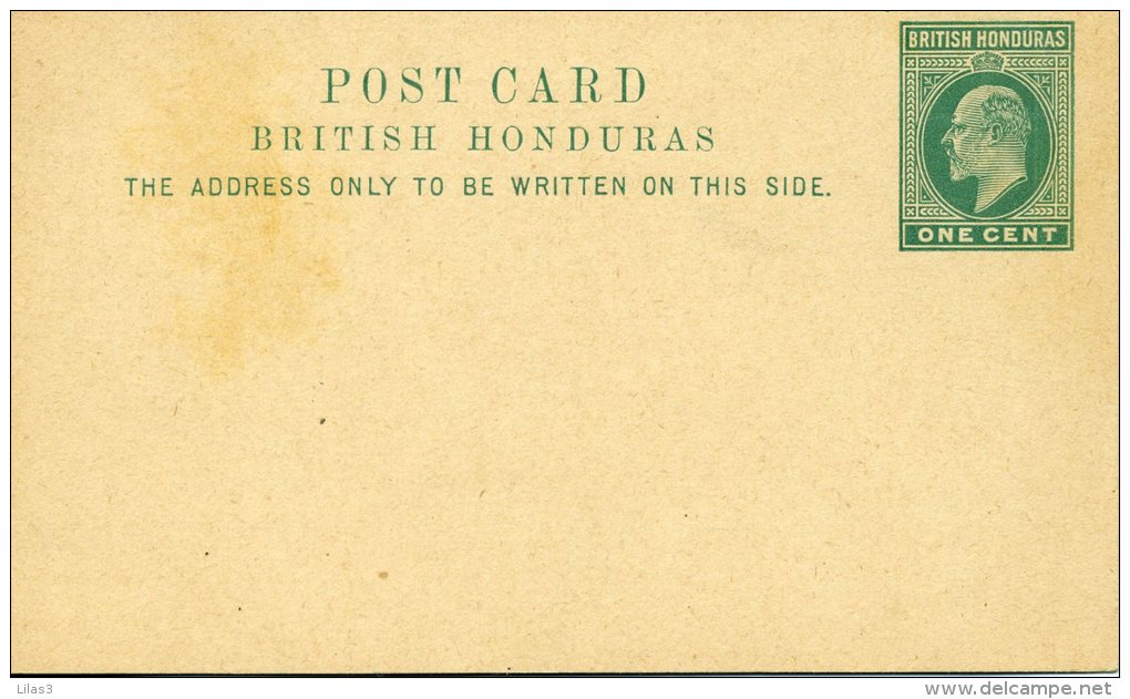 Entier Postal Carte One Cent Vert Neuve Superbe - Honduras Británica (...-1970)