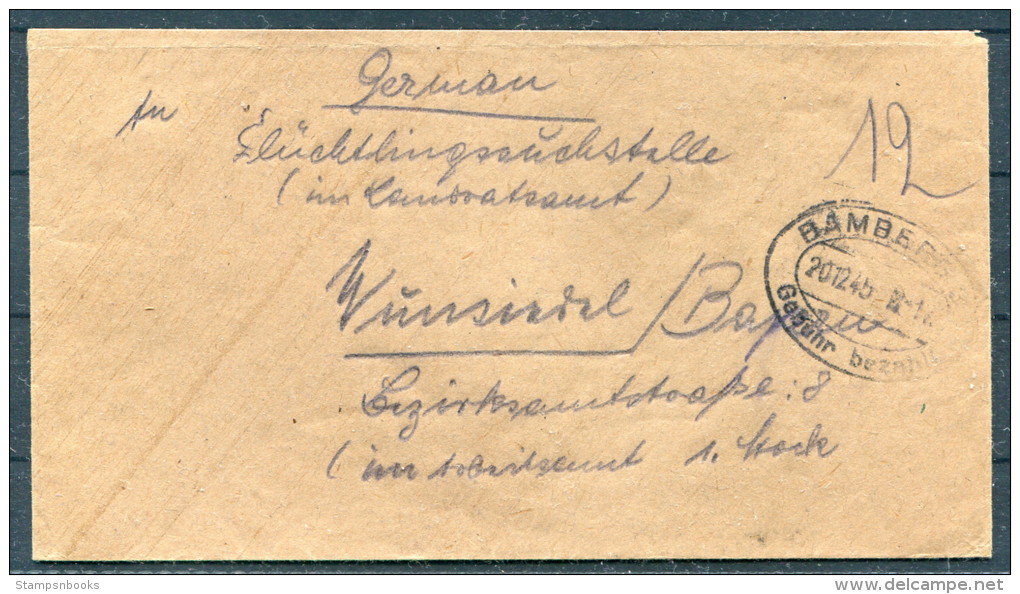 1945 Germany Bamberg Lager Gebühr Bezahlt Rotes Kreuz Red Cross Brief - Other & Unclassified