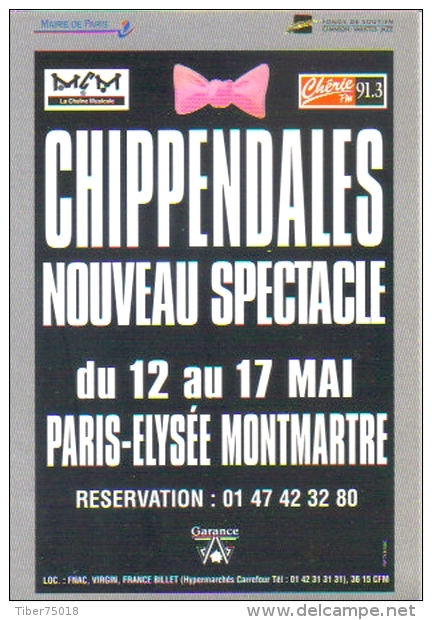 Carte Postale édition "Carte à Pub" - Chippendales - Paris-Elysée Montmartre - Tanz
