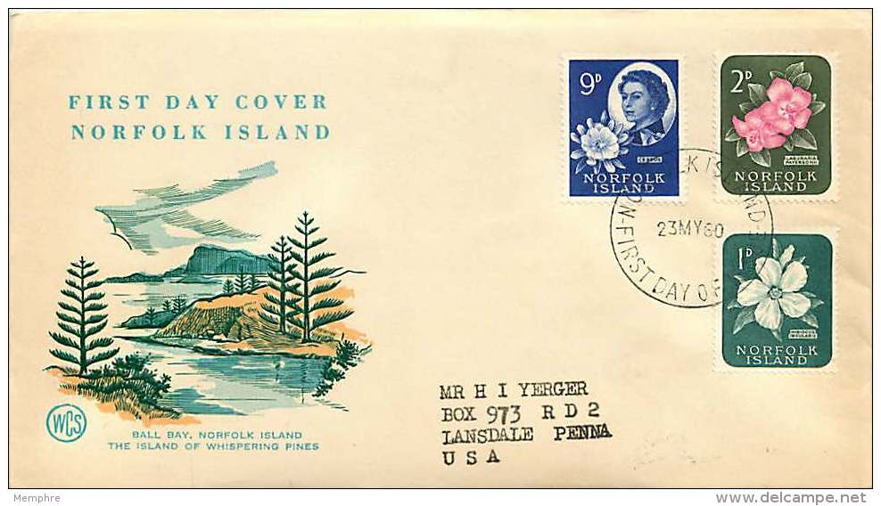 1960   1d, 2d And 9d Definitive    SG 24,25,29  On WCS  FDC - Norfolk Island