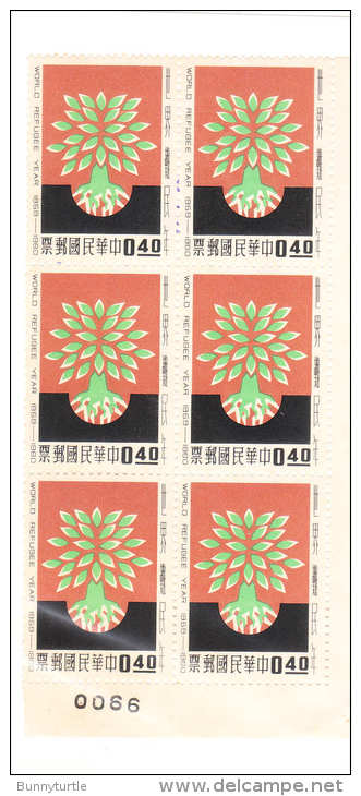 ROC China Taiwan 1960 World Refugee Year 40c Blk Of 6 MNH - Unused Stamps