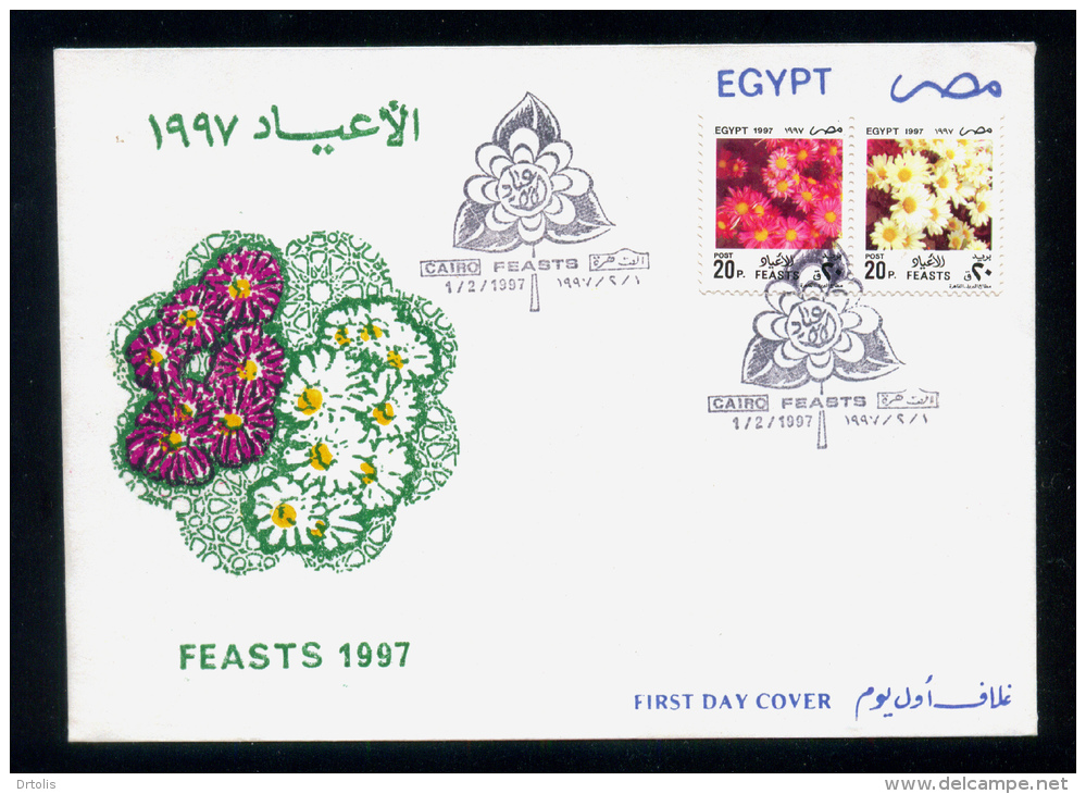 EGYPT / 1997 / FESTIVALS / FLOWERS / PINK ASTERS / WHITE ASTERS / FDC - Cartas & Documentos