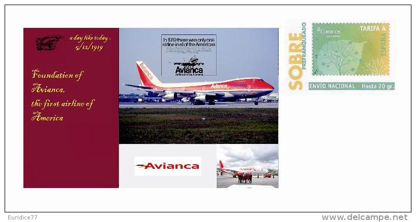 Spain 2013 - Ephemeris - 5 December 1919 - Foundation Of Avianca - First Airline Of America Special Cover - Airplanes