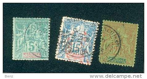 NOUVELLE-CALEDONIE N°44/46/47 OB. B ET TB OB.RARES VOIR TEXTE DANS L'ANNONCE CI-DESSOUS - Used Stamps