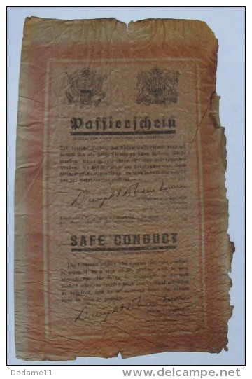 Tract Américain Encourageant Les Allemands à Déserter Avec Sauf Conduit Tirés Par Obus En 1945 - Documents