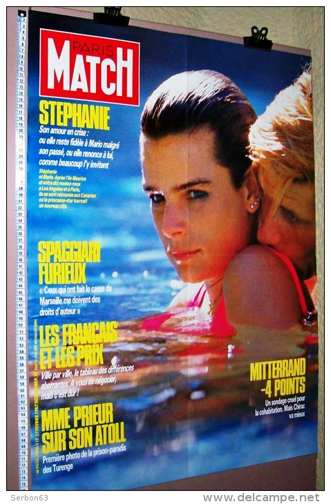 PUBLICITE AFFICHE PRESSE N°1970 DU 27 02 1987 PARIS MATCH 60cmX78cm STEPHANIE MARIO MONACO SPAGGIARI PRIEUR TURENGE ATOL - Posters