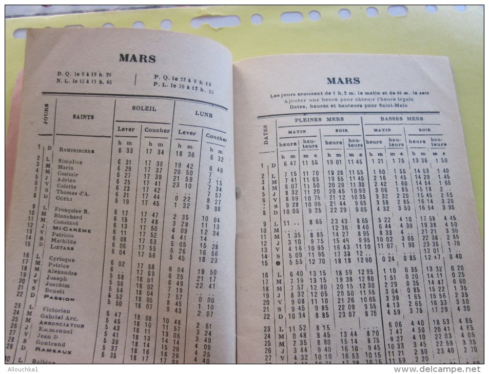 1953- Marées de la baie de Saint-Malo-correction pour Cancale, Jersey, Granville etc. renseignements maritime nombreux