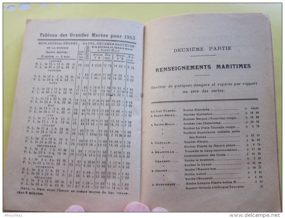 1953- Marées de la baie de Saint-Malo-correction pour Cancale, Jersey, Granville etc. renseignements maritime nombreux