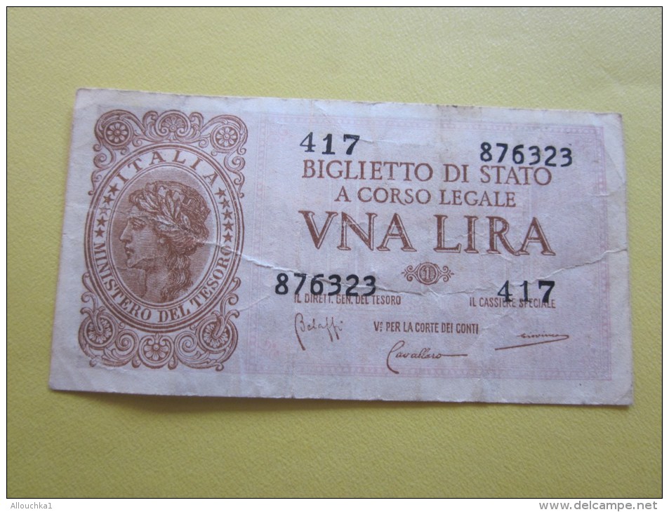 1935/44  Italia Italie Biglietto Di Stato  A Corso Legale Vna Lira Billet De Banque Italienne - Altri & Non Classificati