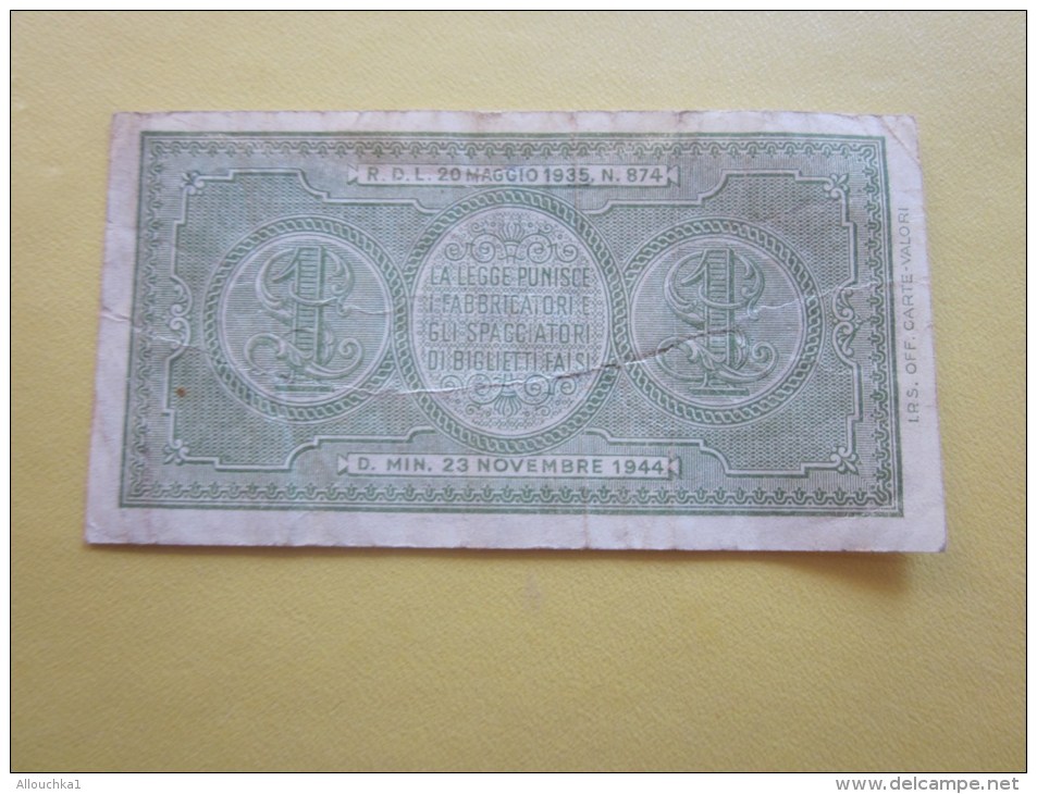 1935/44  Italia Italie Biglietto Di Stato  A Corso Legale Vna Lira Billet De Banque Italienne - Autres & Non Classés