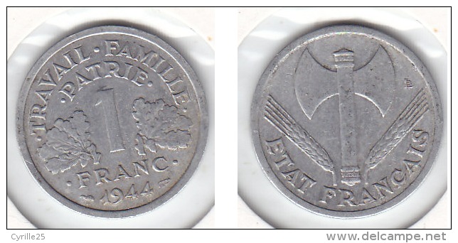 1 FRANC Alu ETAT FRANCAIS 1944 - Autres & Non Classés