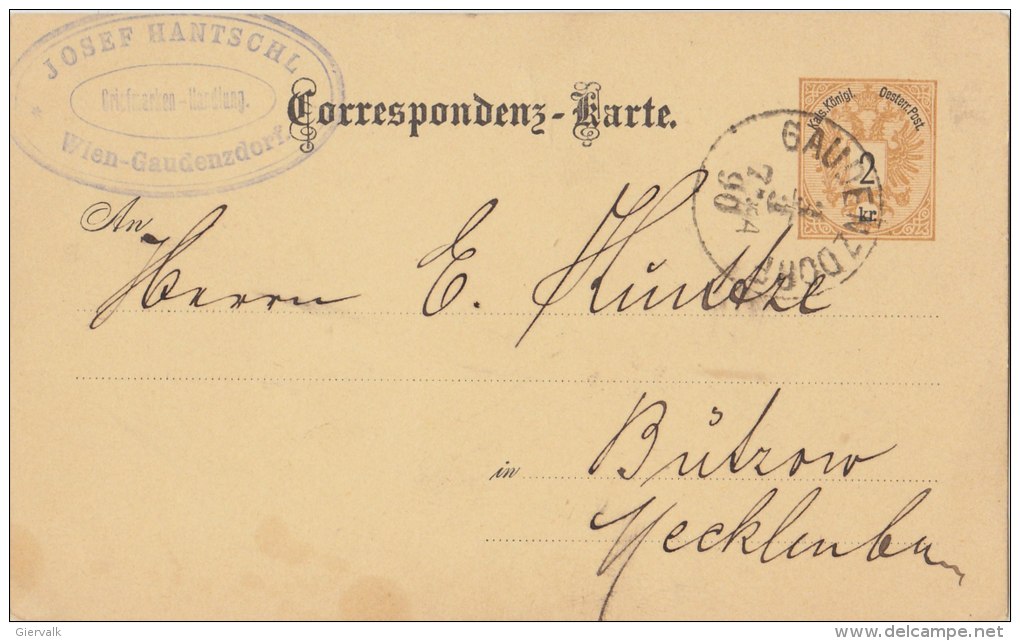 AUSTRIA 1890 Postcard With Cancellation GAUDENZDORF To MECKLENBURG. - Briefe U. Dokumente