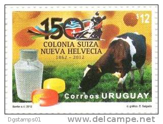 Uruguay 2012 ** 150 Años Colonia Suiza / Nueva Helvecia. Vaca, Tarro De Leche, Quesos. - Vacas