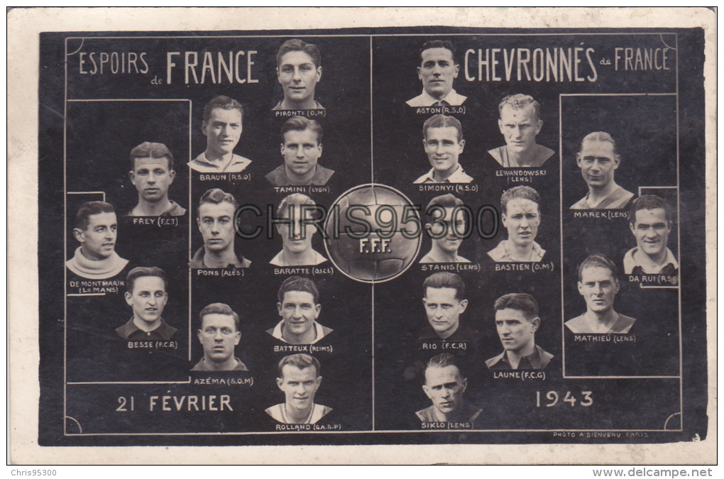 CARTE PHOTO MONTAGE - EQUIPE DE FRANCE ESPOIRS - CHEVRONNES DE FRANCE - EQUIPE DE FOOTBALL - FOOT - 1943 - Football