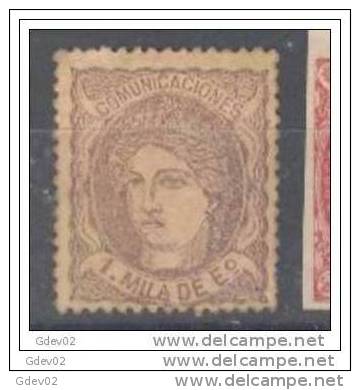 ES0102-L1217TVÑF.ALEGORIAS .España.Spain.  Espagne.ALEGORIAS DE ESPAÑA. 1870 (Ed 102*).con Charnela.MUY BONITO. - Viñetas De Fantasía