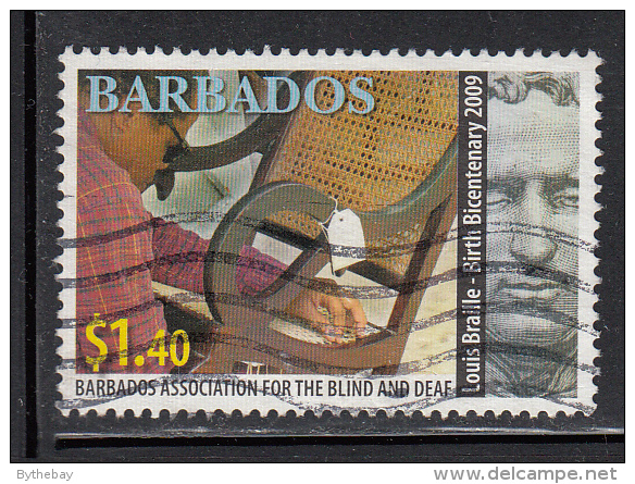 Barbados Used Scott #1149 $1.40 Louis Braille And Worker Caning Chair - Barbados (1966-...)