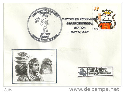 USA. Chef Indien Chetopa , Tribu Des Osages, Enveloppe Du Kansas 2007 - American Indians