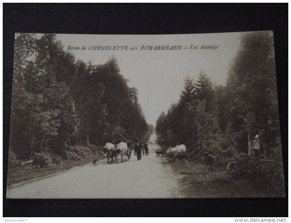 Route De CHENELETTE Aux ECHARMEAUX (Rhône) - Un Attelage - Animée - Voyagée Le 12 Septembre 1923 - Autres & Non Classés
