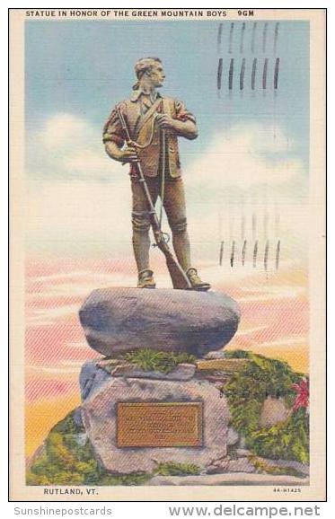 Vermont Rutland Statue In Honor Of The Green Mountain Boys 1949 - Rutland