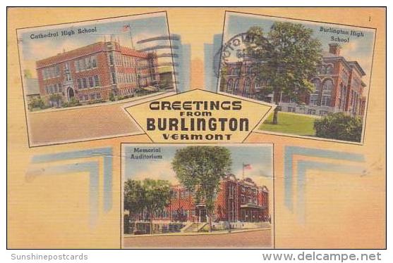 Vermont Burlington Greetings From Burlington Vermont Multiple 1953 - Burlington