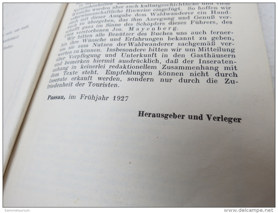 J. Mayenberg "Führer Durch Den Bayerischen Wald" Mit Landkarten, Von 1927 - Bavaria