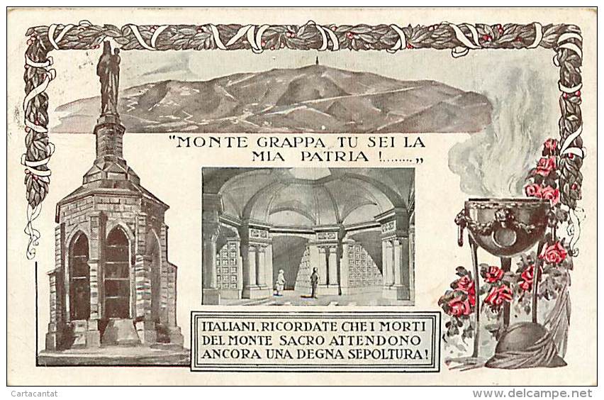 CARTOLINA DI COMMEMORAZIONE PER I CADUTI DI MONTE GRAPPA. 1930 - Monumentos A Los Caídos