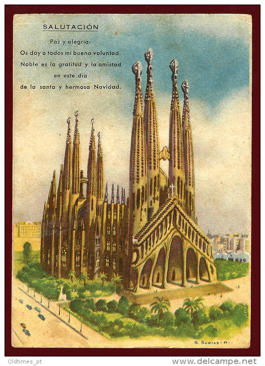 BARCELONA - EL VIGILANTE - LES DESEA FELICES PASCUAS Y PROSPERO ANO NUEVO - 1930 GREETINGS CARD - Other & Unclassified