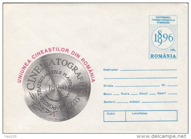 CINEMA, MOVIES, ASSOCIATION, COVER STATIONERY, ENTIER POSTAL, 1996, ROMANIA - Cinema