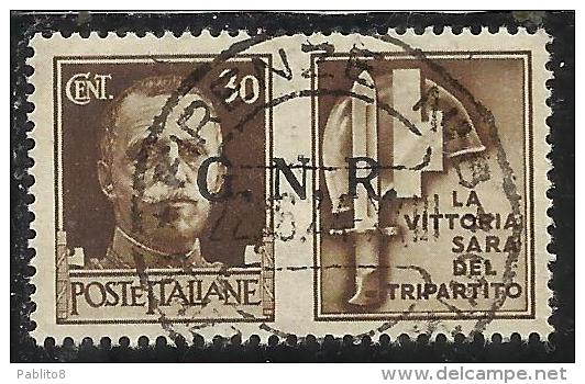 ITALY KINGDOM ITALIA REGNO 1944 RSI GNR REPUBBLICA SOCIALE PROPAGANDA DI GUERRA CENTESIMI 30 TIMBRATO USED - War Propaganda