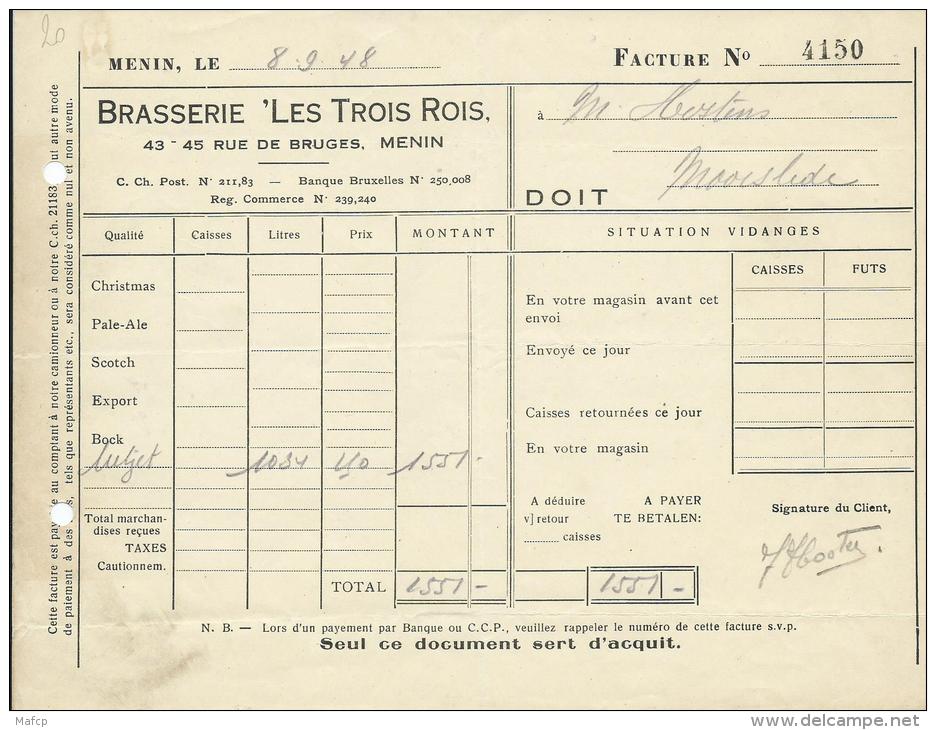 BRASSERIE LES TROIS ROIS 43-45 RUE DE BRUGES MENIN - 1900 – 1949
