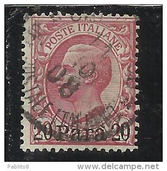 ITALY ITALIA LEVANTE ALBANIA 1907 NUOVO VALORE 20 PARA SU 10 CENT. USED TIMBRATO USED SENZA SCRITTA ALBANIA - Albanië