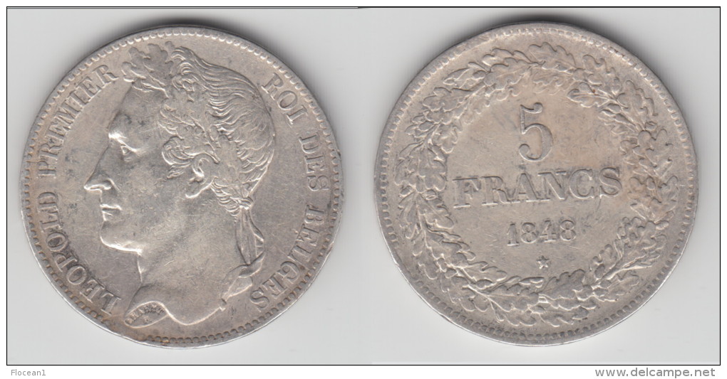 **** BELGIQUE - BELGIUM - 5 FRANCS 1848 LEOPOLD PREMIER - ARGENT - SILVER **** EN ACHAT IMMEDIAT - 5 Francs