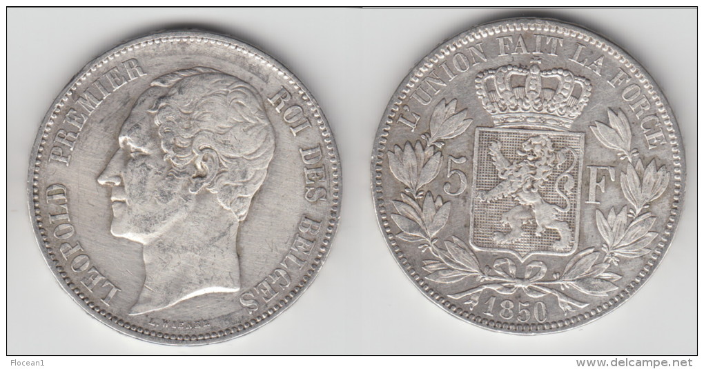 **** BELGIQUE - BELGIUM - 5 FRANCS 1850 LEOPOLD PREMIER - ARGENT - SILVER **** EN ACHAT IMMEDIAT - 5 Frank