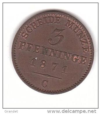 ALLEMAGNE - PRUSSE - PREUSSEN -  3 PFENNINGE - 1871 - C - SUPERBE - - Groschen & Andere Kleinmünzen