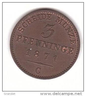 ALLEMAGNE - PRUSSE - PREUSSEN -  3 PFENNINGE - 1871 - C - SUPERBE - - Monedas Pequeñas & Otras Subdivisiones