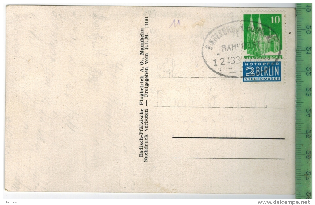 Flugzeugaufnahme Von Eschenau (Saarpfalz), Verlag: B. Pfälz., Flugbetrieb A.G. Mannheim, Postkarte Mit Frankatur, - Saarpfalz-Kreis