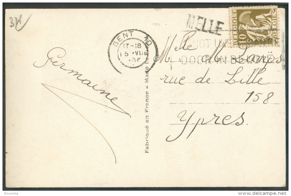 10 Centimes Cérès Obl. Mécanique De GENT 10 Sur C.V  Du 15-VII-1936 + Griffe D'origine De MELLE Vers Ypres  - 9565 - Linear Postmarks