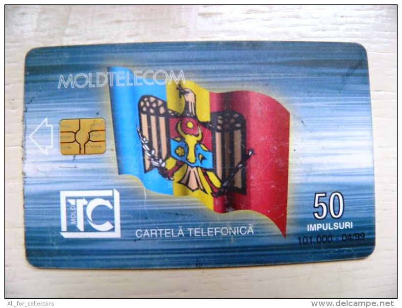 Chip Phone Card From Moldova, 2 Photos, 101 000 04/99, Flaf, Coat Of Arms, Eagle, Monument - Moldavie