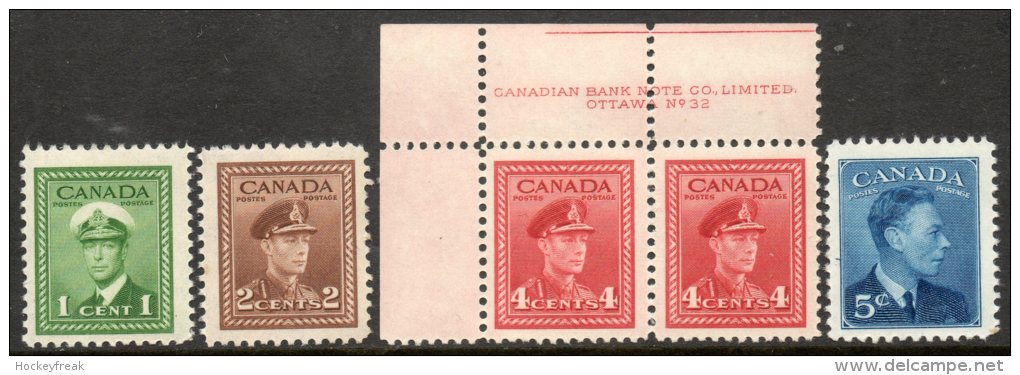 Canada 1942-1949 - Selection Of MNH KGVI Definitives SG375-376, 380 & 418 Cat £6.40 SG2018 Empire - Unused Stamps