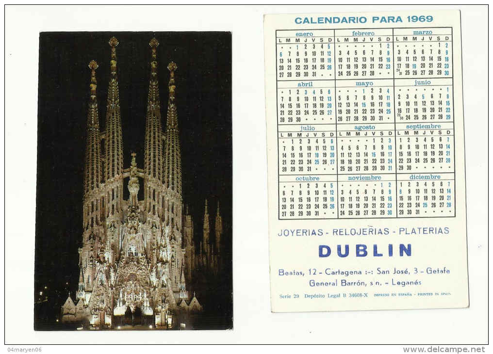 - CALENDARIO  PARA  1969--DUBLIN - Petit Format : 1941-60