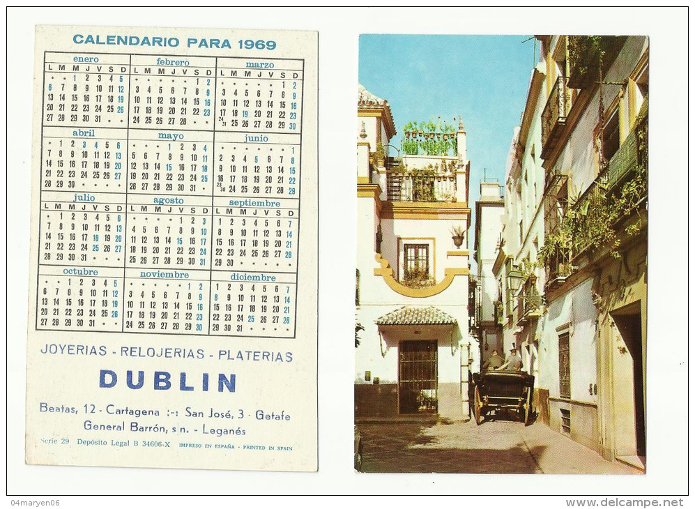 - CALENDARIO  PARA  1969--DUBLIN - Petit Format : 1941-60