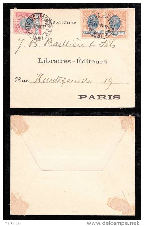 Brazil 1897 Printed Matter 10R + 2x20R Madrugada To Paris France - Briefe U. Dokumente